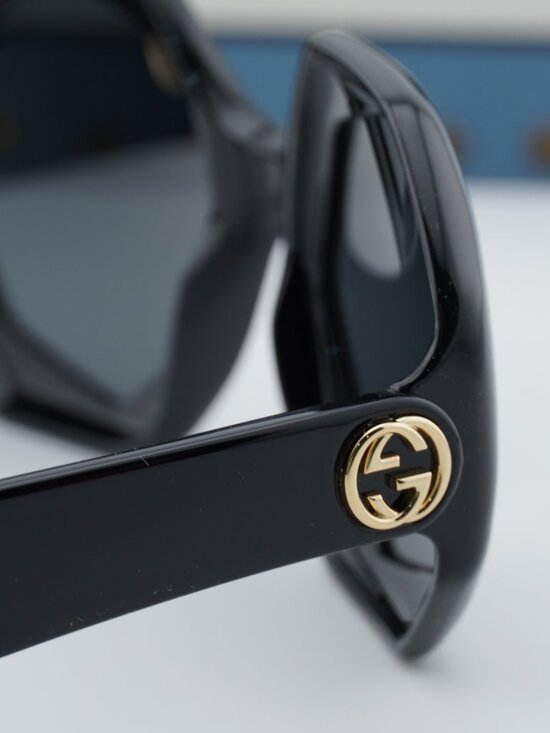 Gucci GG1242S 001 Women Geometric Sunglasses - Black / Grey main image 7